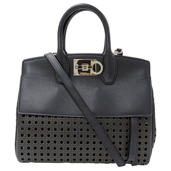 SALVATORE FERRAGAMO Black Leather Shoulder Bag - Picture 1 of 14